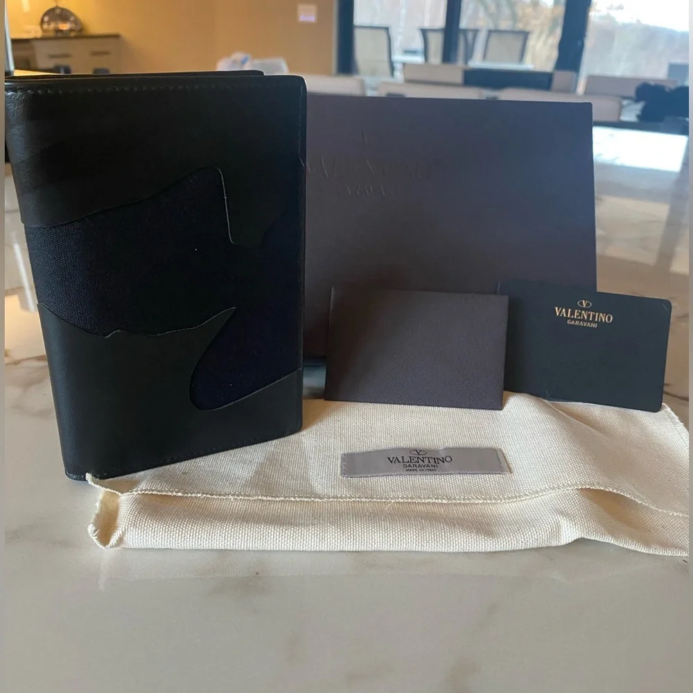 Valentino Camouflage Leather Passport Holder